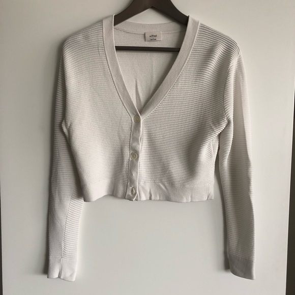 Aritzia Wilfred Light Cropped Cardigan - Oak - Size Small - Picture 1 of 7